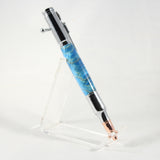 B-DED Bolt Action Blue-Dyed Box Elder Pen With Chrome Trim