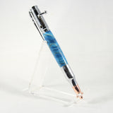 B-DED Bolt Action Blue-Dyed Box Elder Pen With Chrome Trim