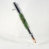 B-DEE Bolt Action Green-Dyed Box Elder Pen With Chrome Trim