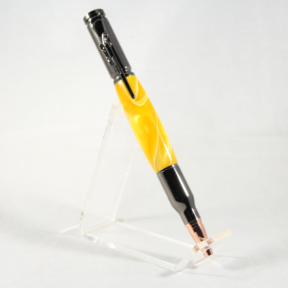 B-DFA Bolt Action Yellow Acrylic Pen With Gun Metal Trim