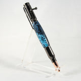 B-DFC Bolt Action Blue/Green Acrylic Pen With Gun Metal Trim