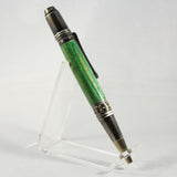 DV-CF Da Vinci Green Laminate Twist Pen with Antique Brass Trim