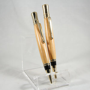 ES-E Executive Olivewood Twist Pen and Pencil Set With Gold Trim With Case