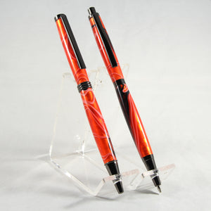 SS-AG Slimline Red and Black Acrylic With Gun Metal Trim Pen and Pencil Set - Case Included