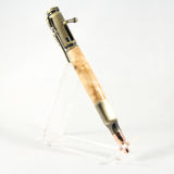 B-DEA Bolt Action Pen Curly Maple With Antique Brass Trim