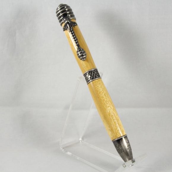 HB-AF Honey Bee Twist Pen Yellowheart With Antique Pewter Trim