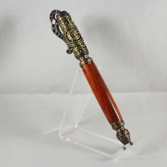 SP-BF Steampump Padauk Pen With Antique Brass and Bronze Trim